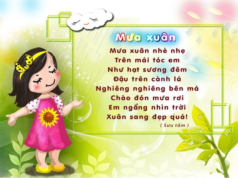 Hình ảnh bài thơ Mưa Xuân cho bé