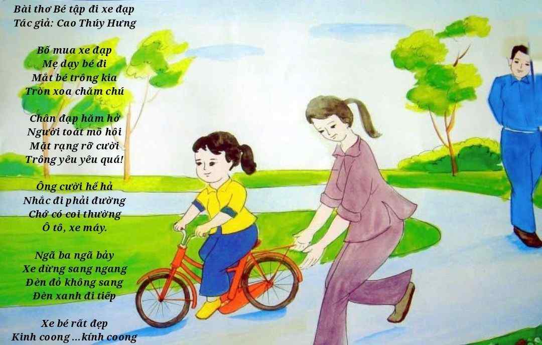 Áng thơ hay bé tập đi xe đạp