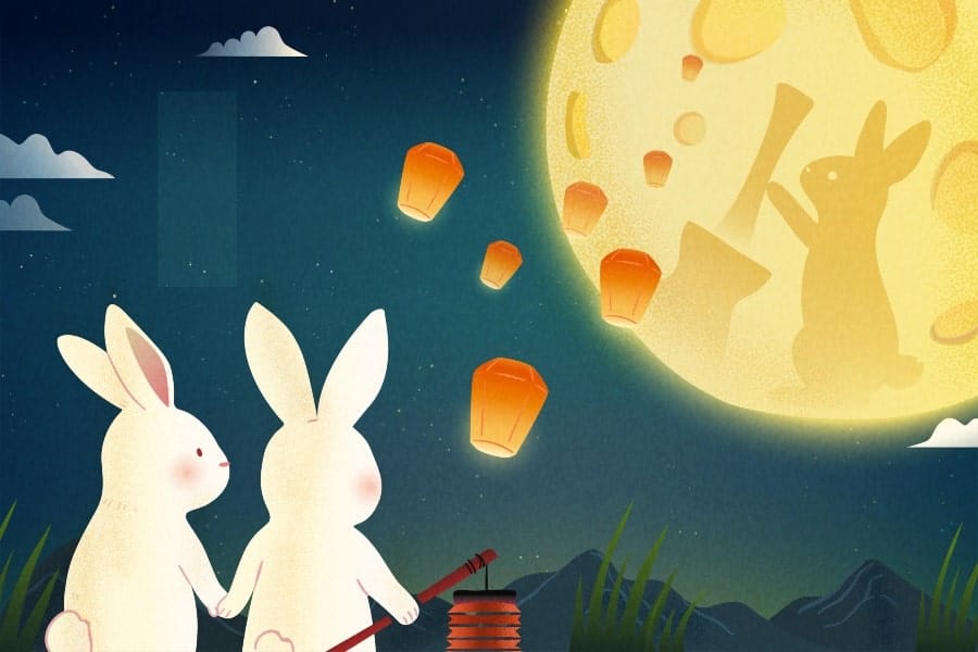 Ảnh thỏ con và mặt trăng
