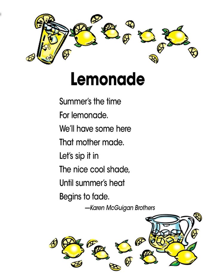 Bài thơ tiếng anh cho bé Lemonade