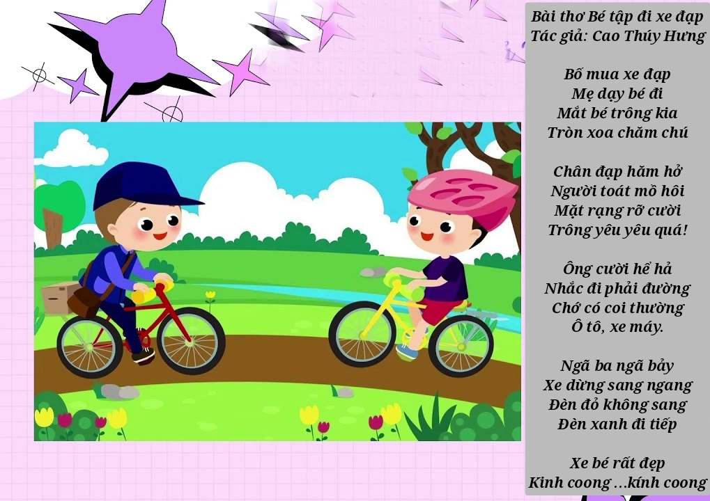 Lời thơ hay nhất bé tập đi xe đạp