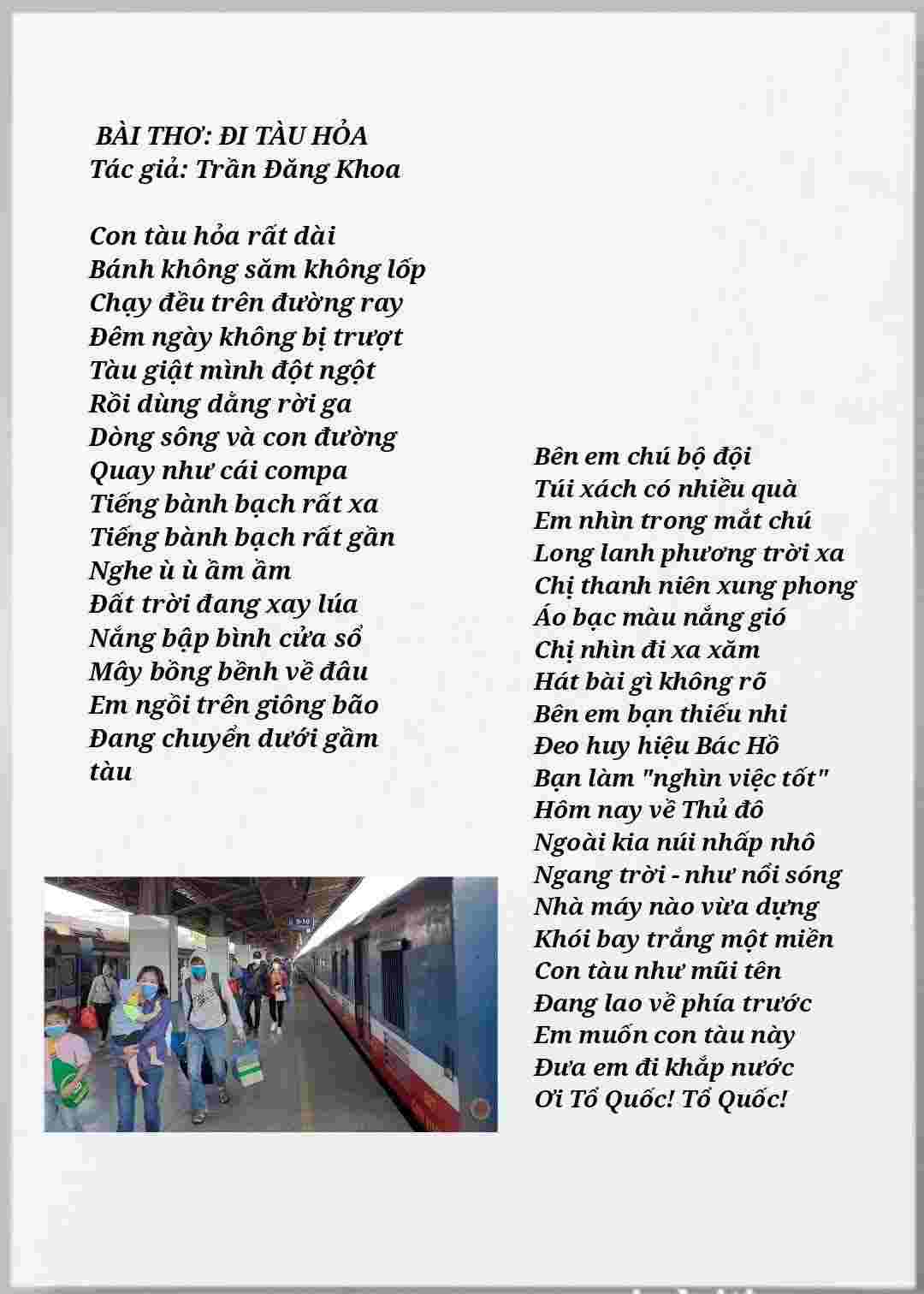 Tranh bài thơ đi tàu hỏa