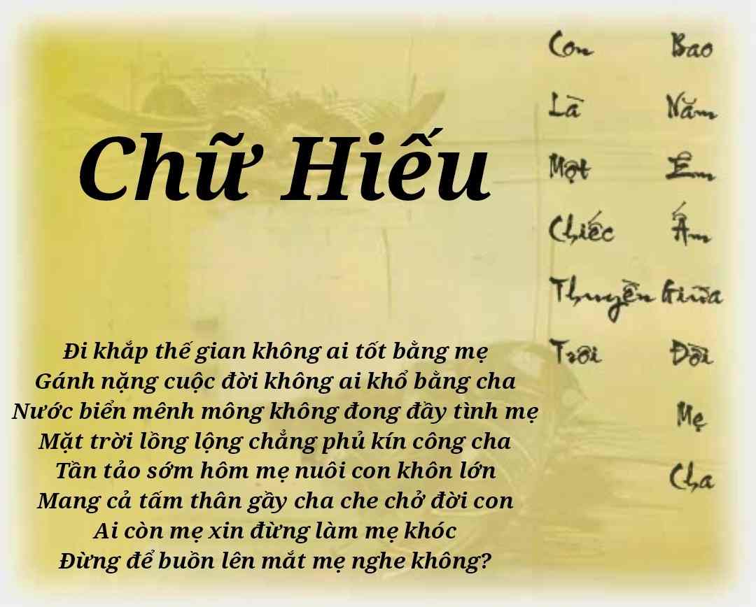 Hiếu: Hình ảnh về tình cảm hiếu thảo là điều đáng để chúng ta mong đợi. Bức ảnh sẽ tạo ra một sự ấm áp và xúc động, khơi gợi và tôn vinh tình cảm hiếu của con trai hoặc con gái với cha mẹ.