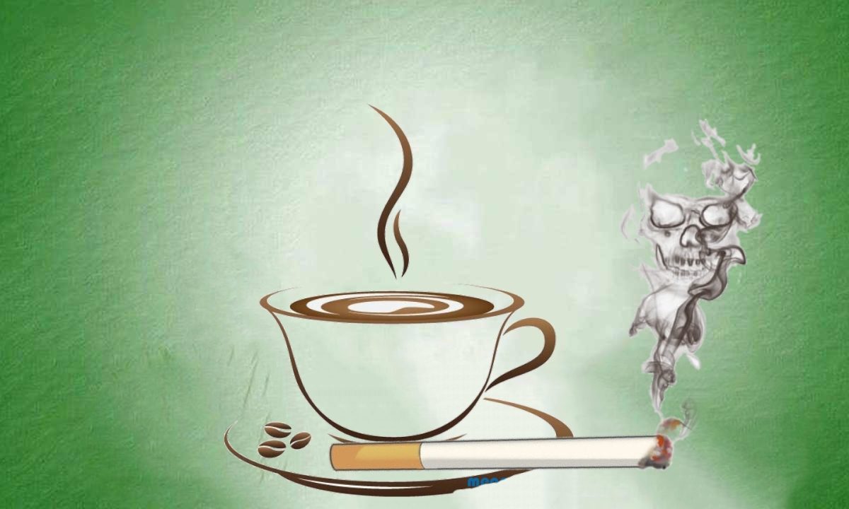 Điếu thuốc tàn và ly cafe cạn